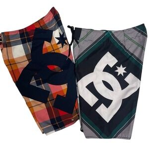DC Plaid Hybrid Board Swim Shorts Bundle of 2 Men's 32